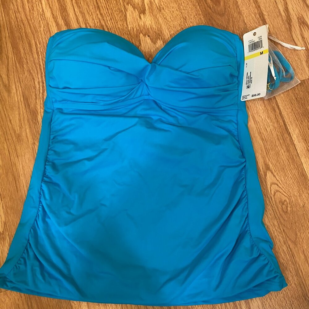 Anne Cole Teal Bandeau Bikini Top NWT